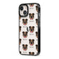 English Bulldog Icon with Name iPhone 13 Black Impact Case Side Angle on Silver phone