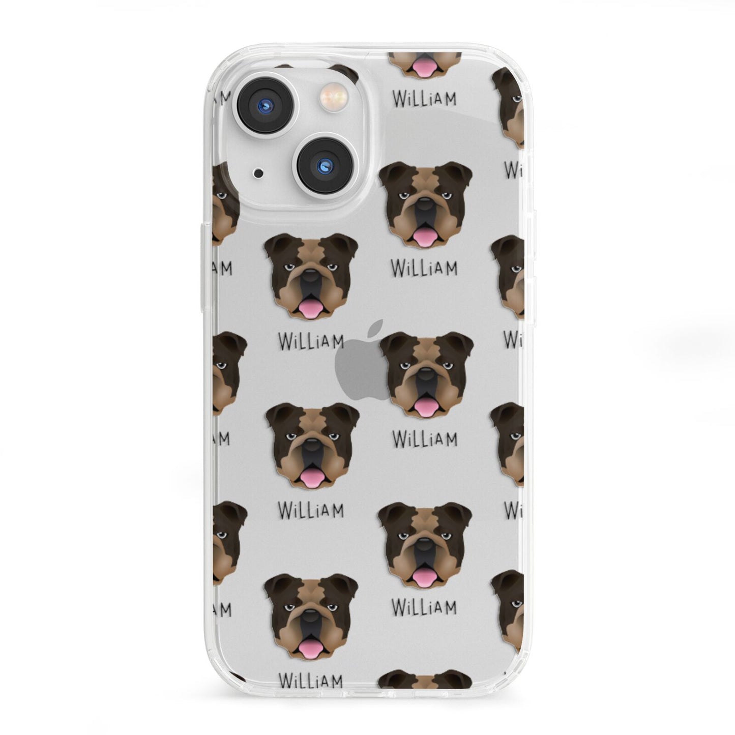 English Bulldog Icon with Name iPhone 13 Mini Clear Bumper Case