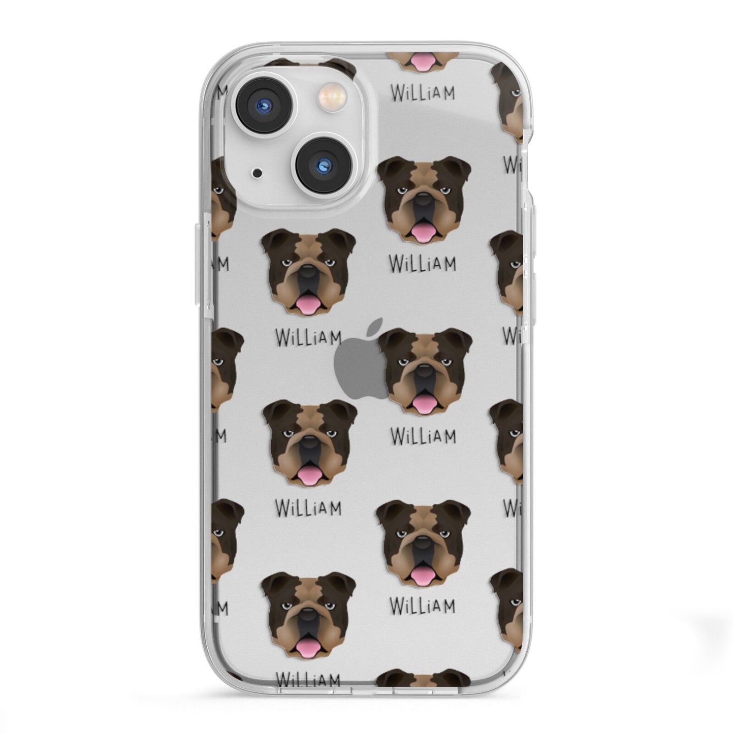 English Bulldog Icon with Name iPhone 13 Mini TPU Impact Case with White Edges