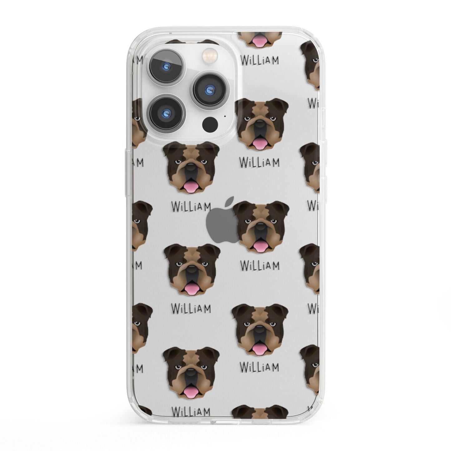 English Bulldog Icon with Name iPhone 13 Pro Clear Bumper Case