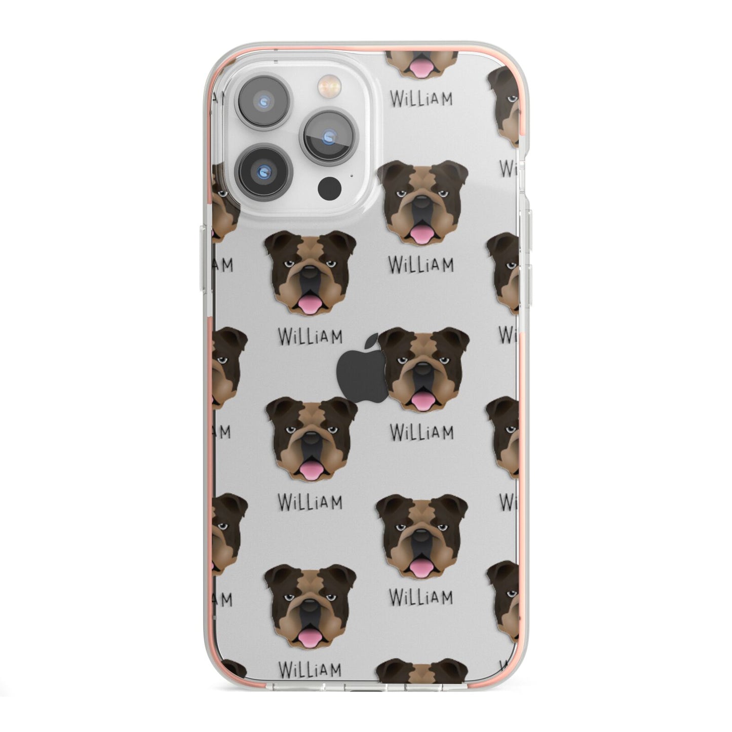 English Bulldog Icon with Name iPhone 13 Pro Max TPU Impact Case with Pink Edges