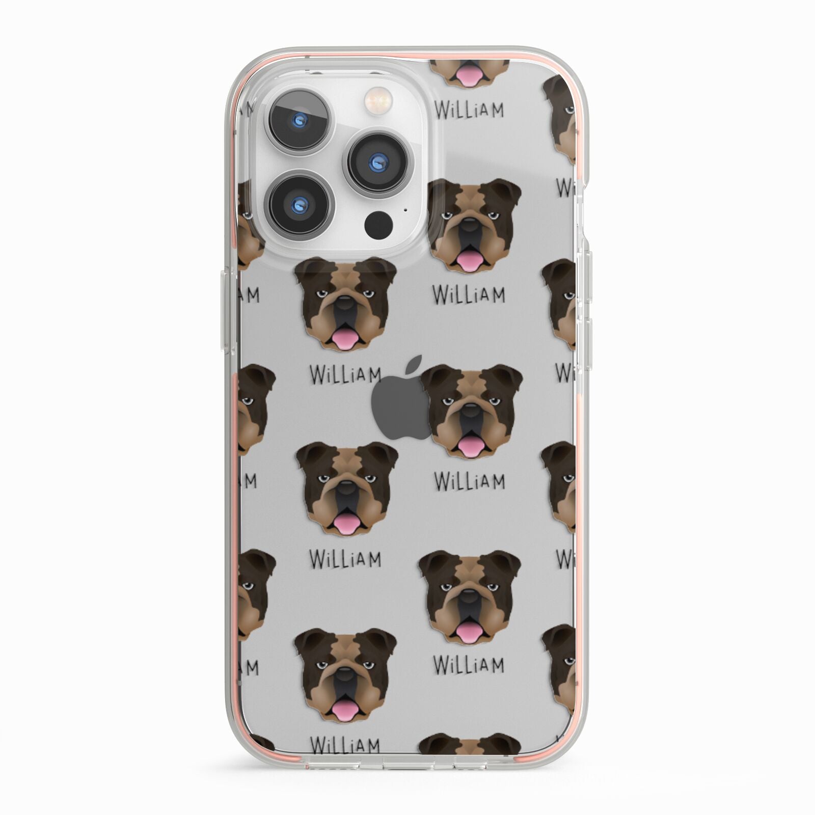 English Bulldog Icon with Name iPhone 13 Pro TPU Impact Case with Pink Edges