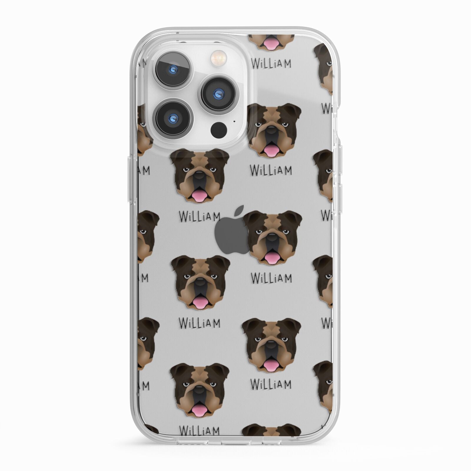 English Bulldog Icon with Name iPhone 13 Pro TPU Impact Case with White Edges