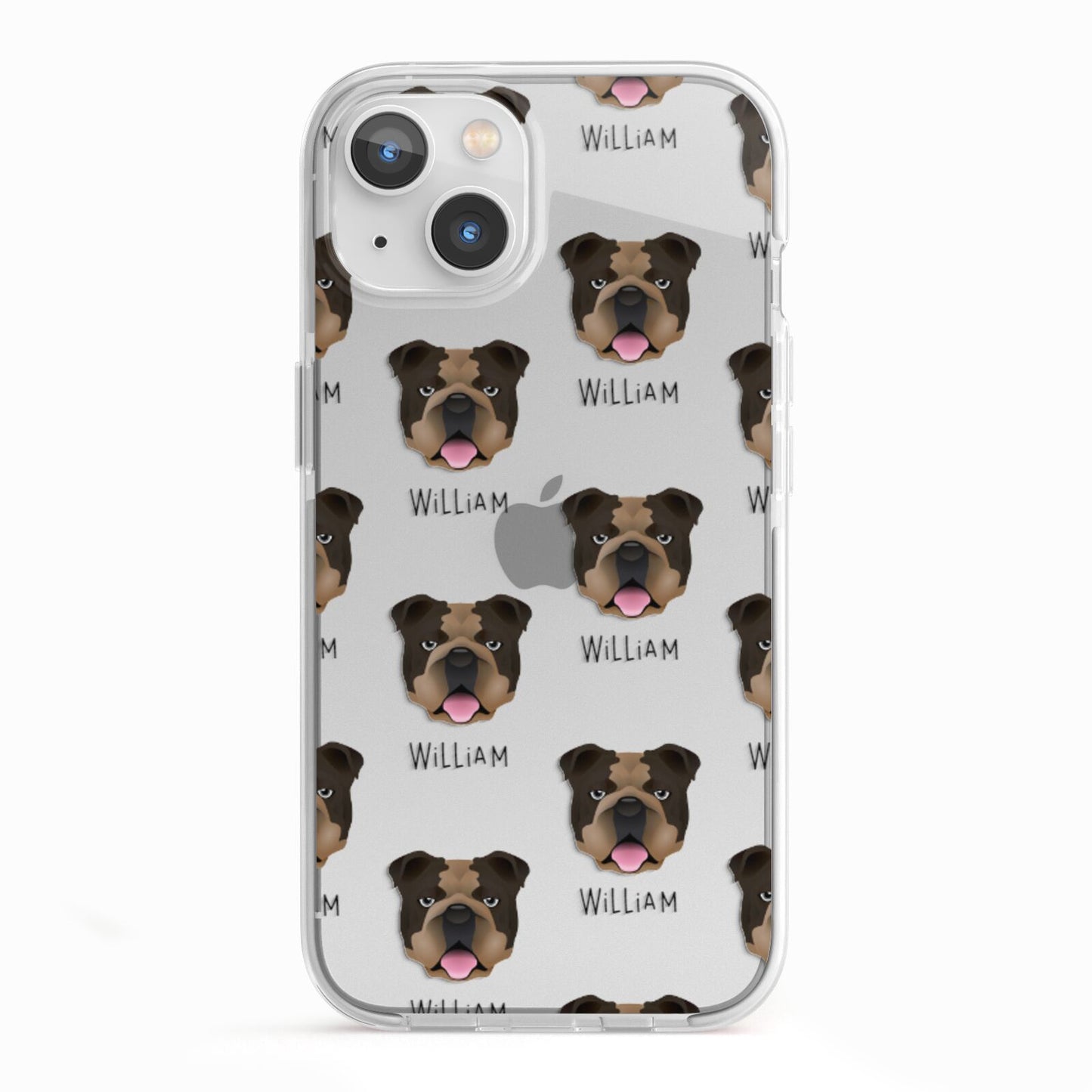 English Bulldog Icon with Name iPhone 13 TPU Impact Case with White Edges