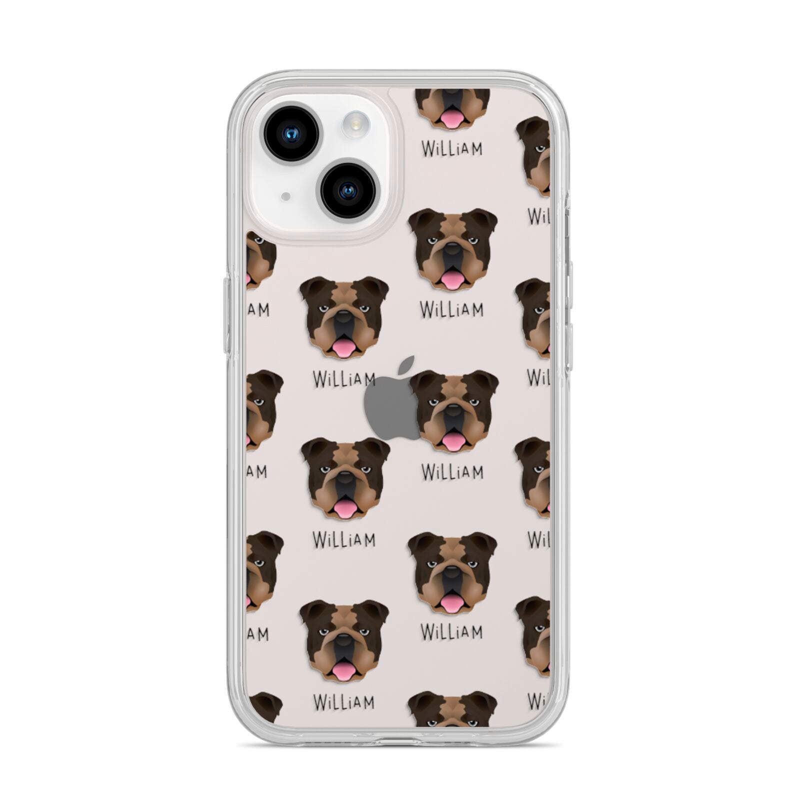 English Bulldog Icon with Name iPhone 14 Clear Tough Case Starlight