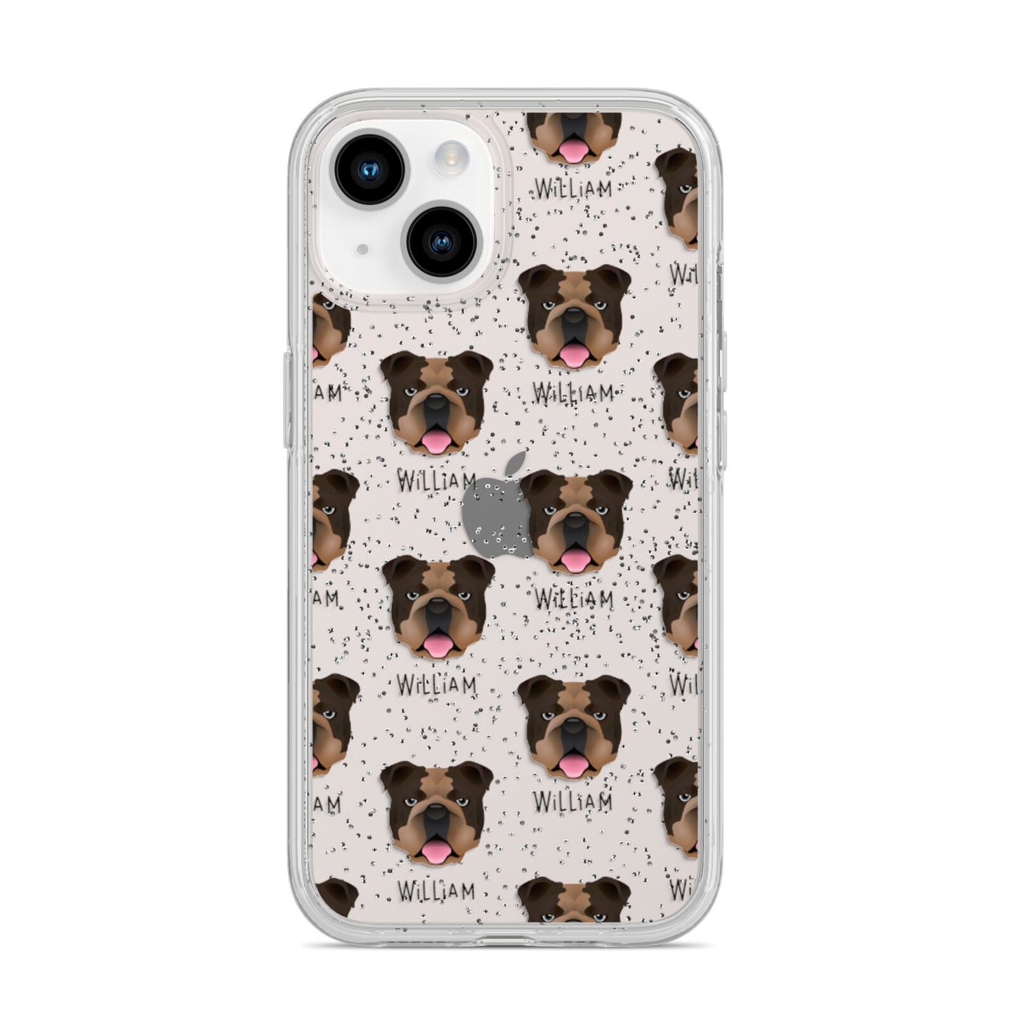 English Bulldog Icon with Name iPhone 14 Glitter Tough Case Starlight