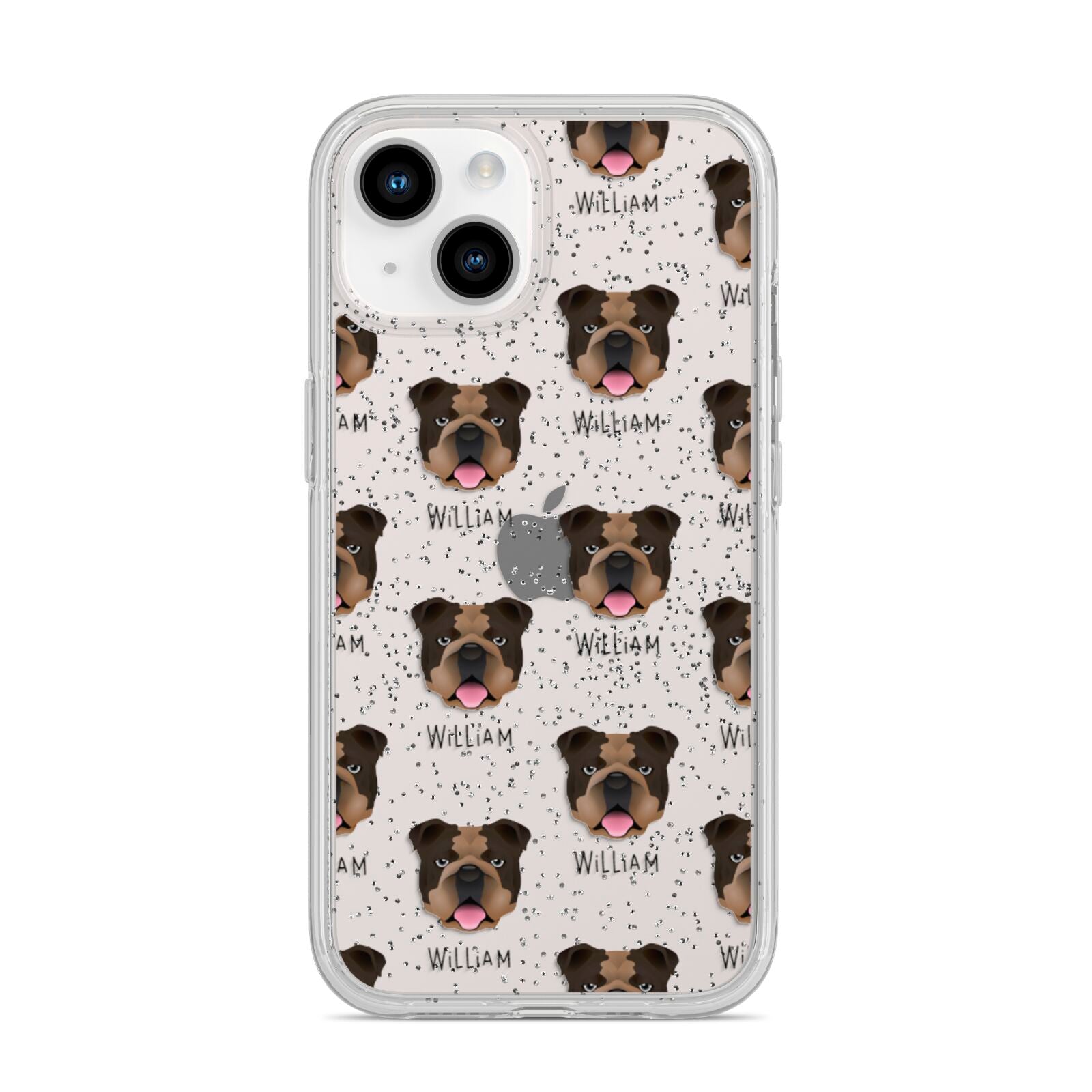 English Bulldog Icon with Name iPhone 14 Glitter Tough Case Starlight