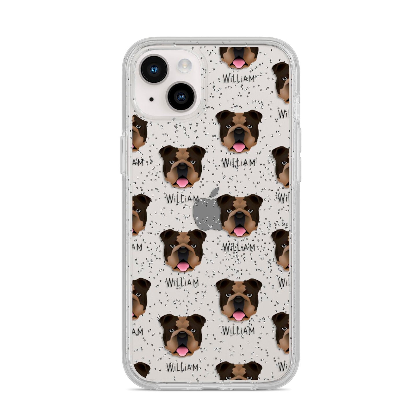 English Bulldog Icon with Name iPhone 14 Plus Glitter Tough Case Starlight