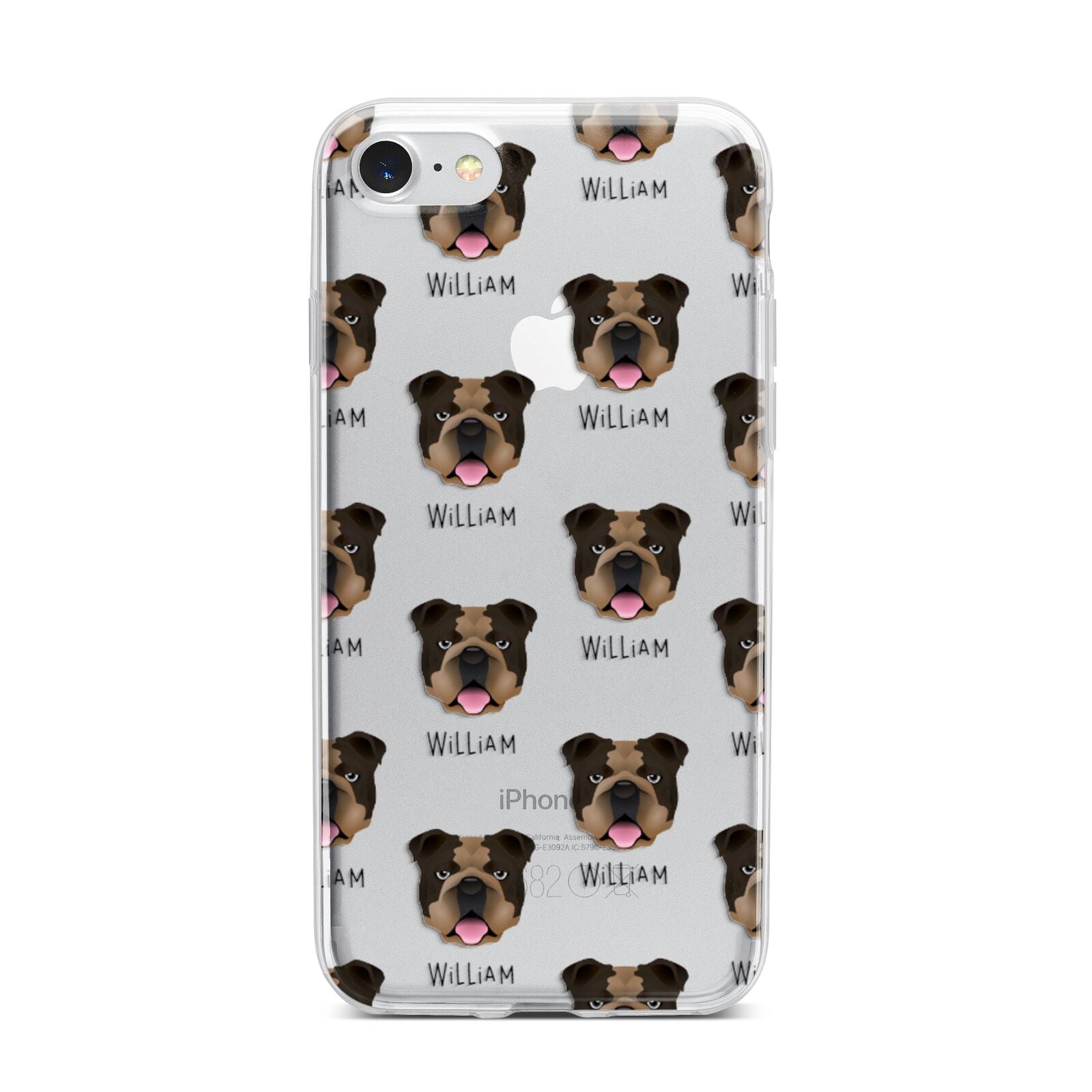 English Bulldog Icon with Name iPhone 7 Bumper Case on Silver iPhone