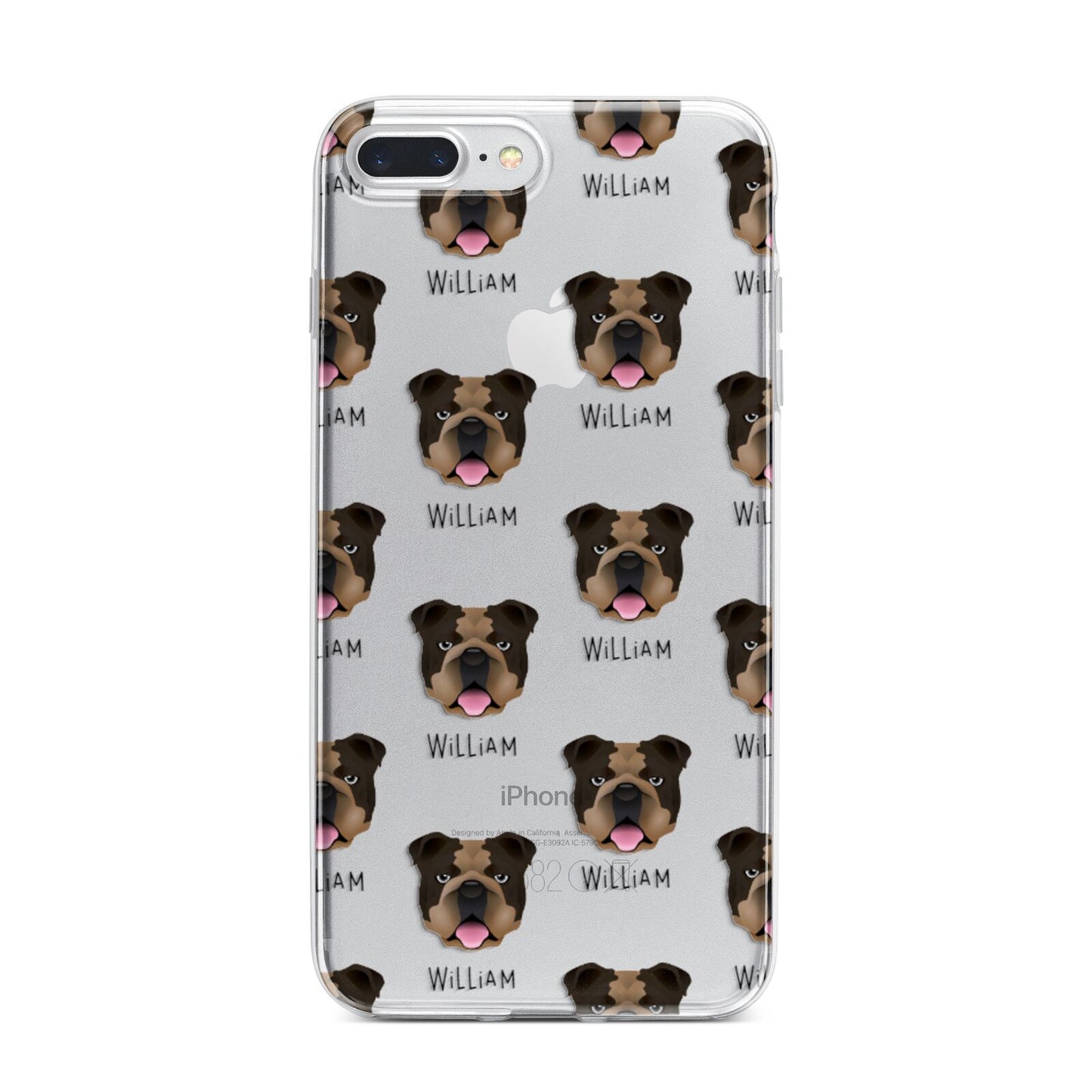 English Bulldog Icon with Name iPhone 7 Plus Bumper Case on Silver iPhone
