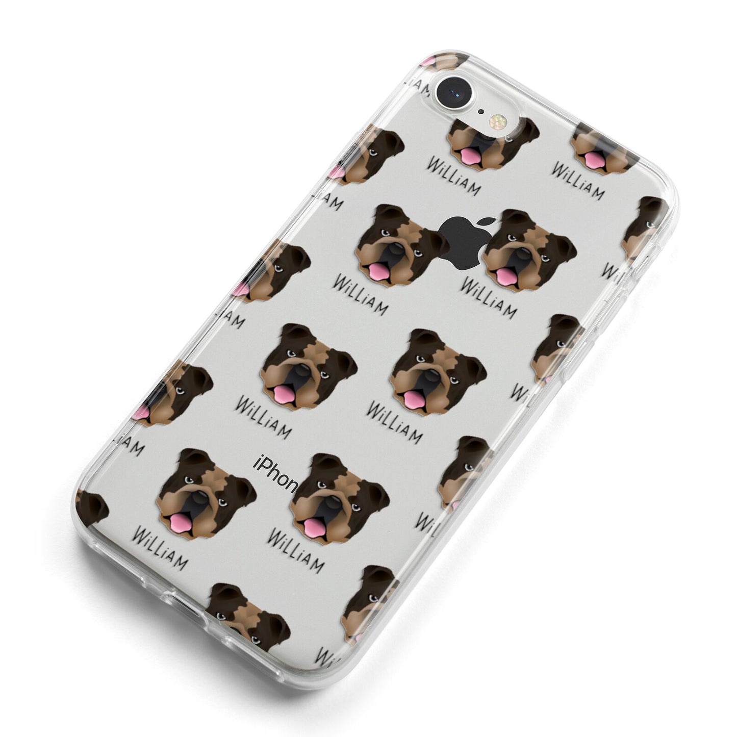 English Bulldog Icon with Name iPhone 8 Bumper Case on Silver iPhone Alternative Image
