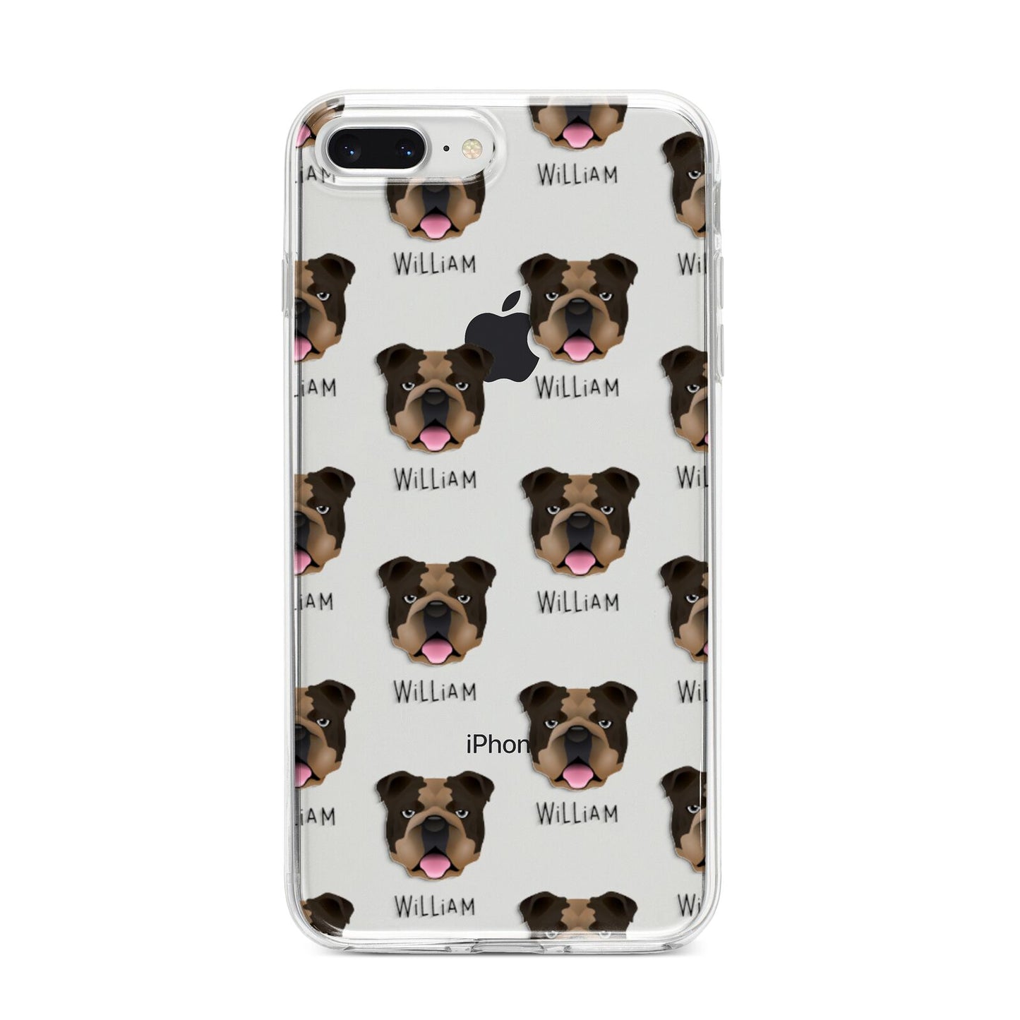 English Bulldog Icon with Name iPhone 8 Plus Bumper Case on Silver iPhone
