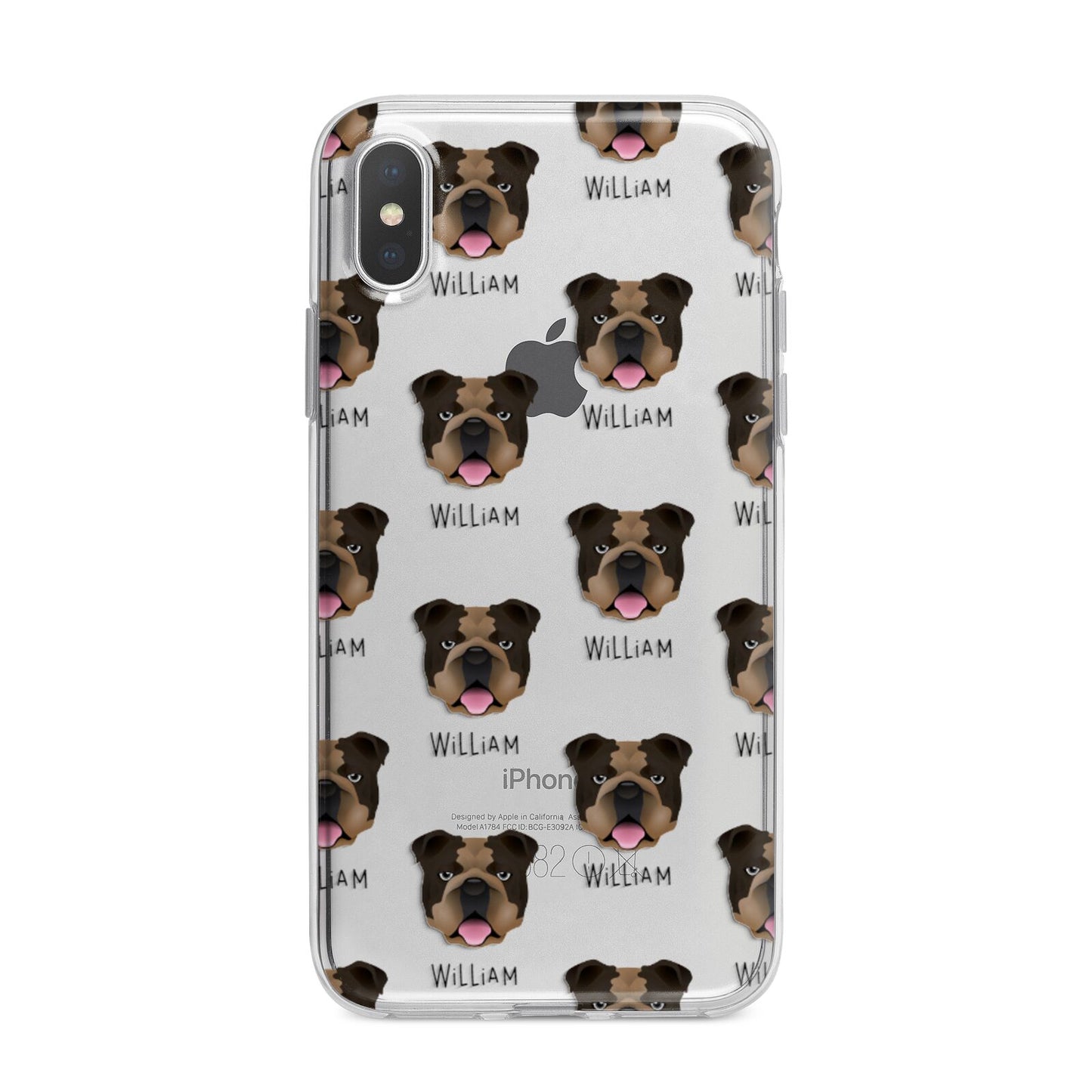 English Bulldog Icon with Name iPhone X Bumper Case on Silver iPhone Alternative Image 1