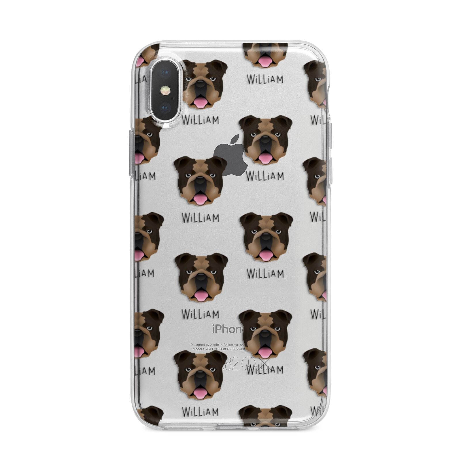 English Bulldog Icon with Name iPhone X Bumper Case on Silver iPhone Alternative Image 1