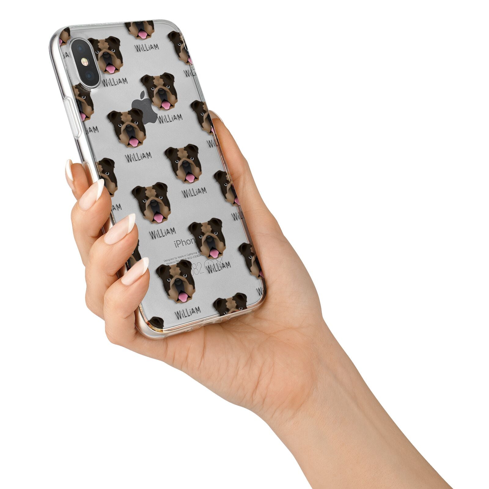 English Bulldog Icon with Name iPhone X Bumper Case on Silver iPhone Alternative Image 2