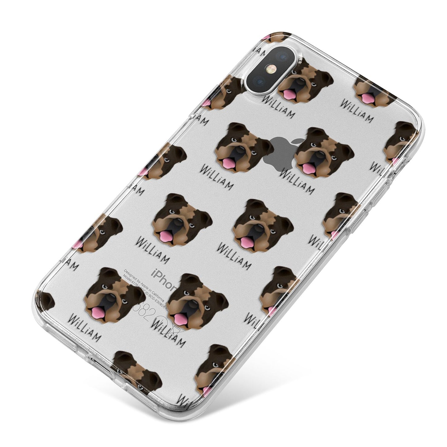 English Bulldog Icon with Name iPhone X Bumper Case on Silver iPhone