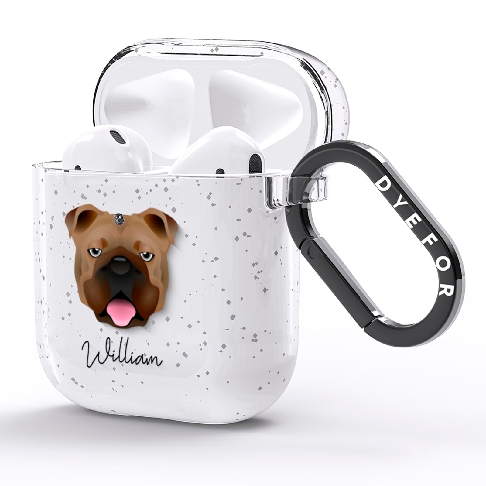 English Bulldog Personalised AirPods Glitter Case Side Image
