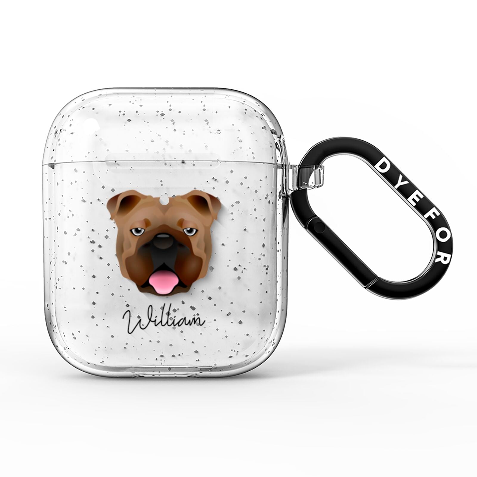 English Bulldog Personalised AirPods Glitter Case