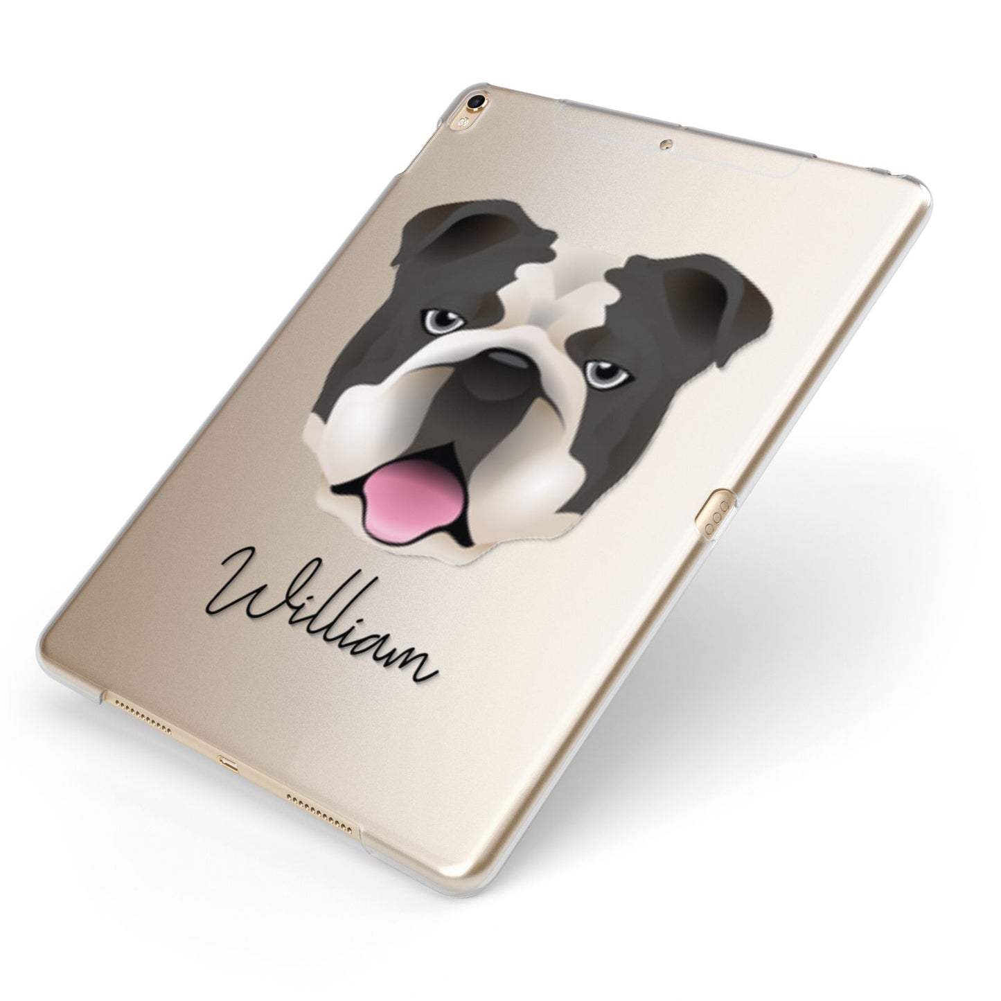 English Bulldog Personalised Apple iPad Case on Gold iPad Side View