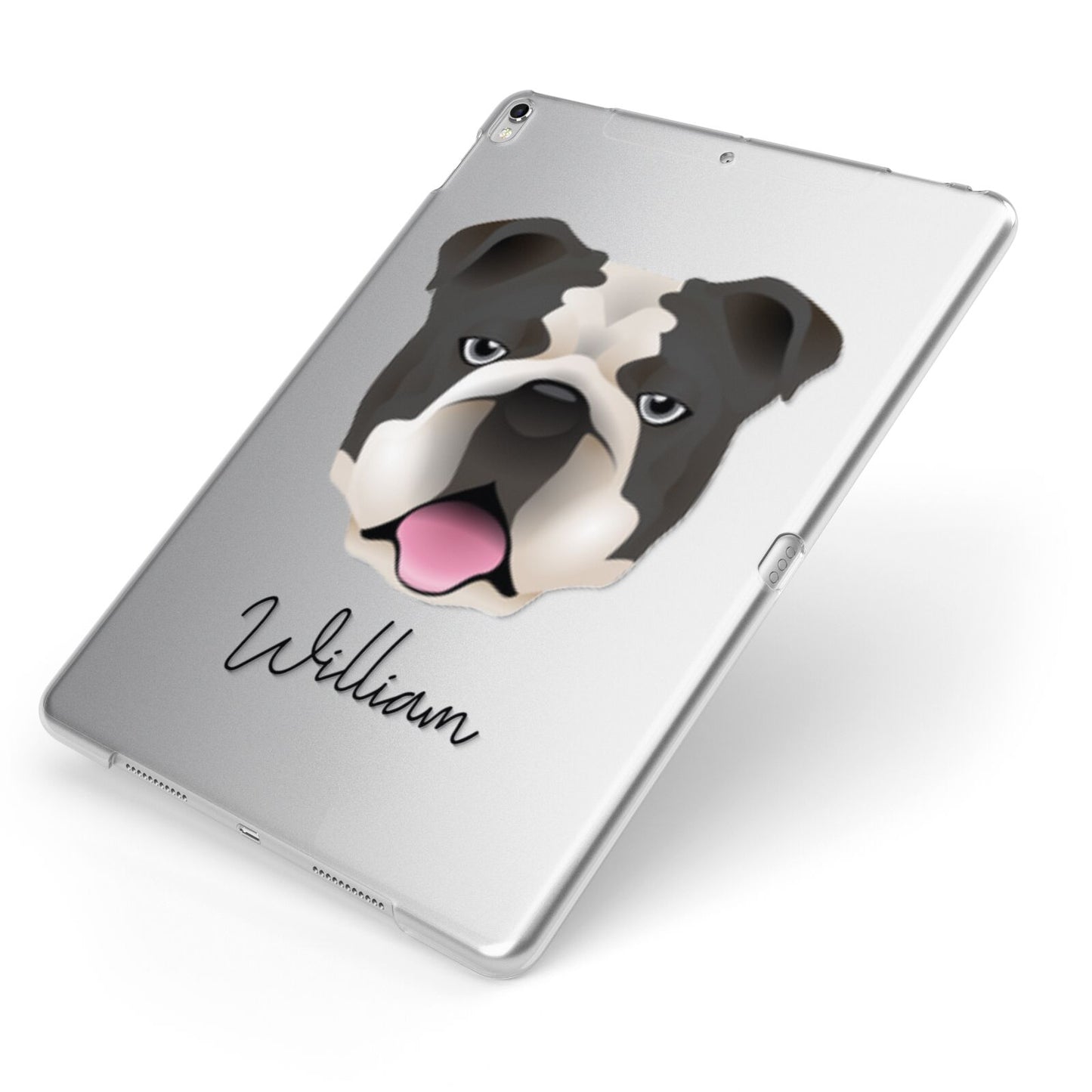 English Bulldog Personalised Apple iPad Case on Silver iPad Side View