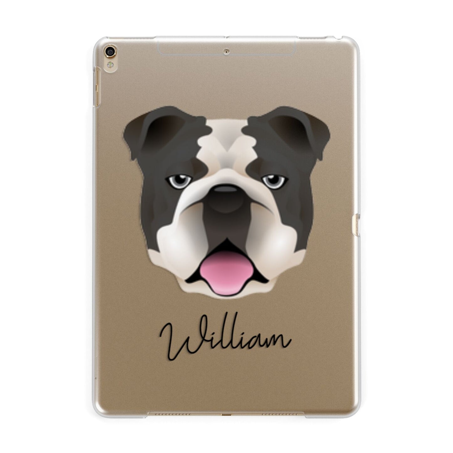 English Bulldog Personalised Apple iPad Gold Case