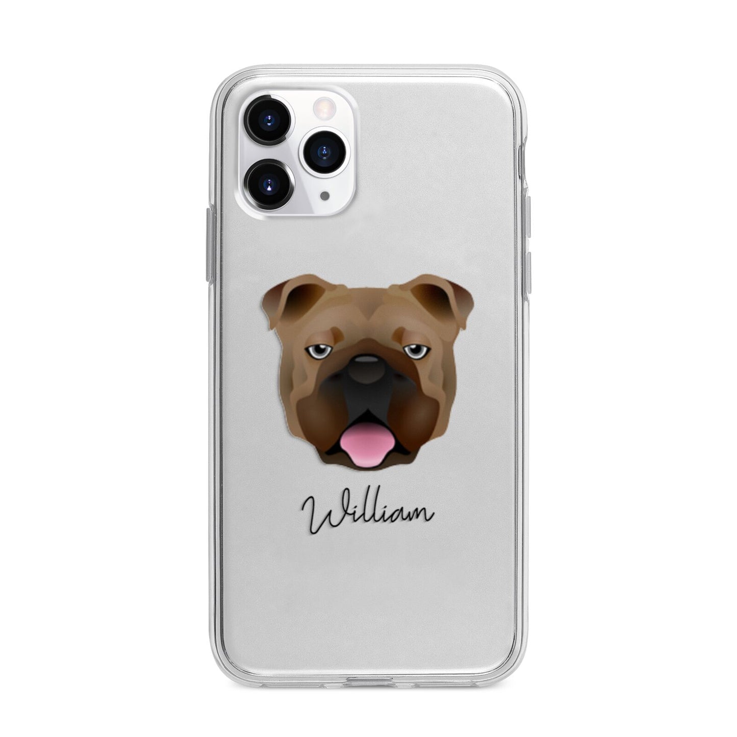 English Bulldog Personalised Apple iPhone 11 Pro Max in Silver with Bumper Case