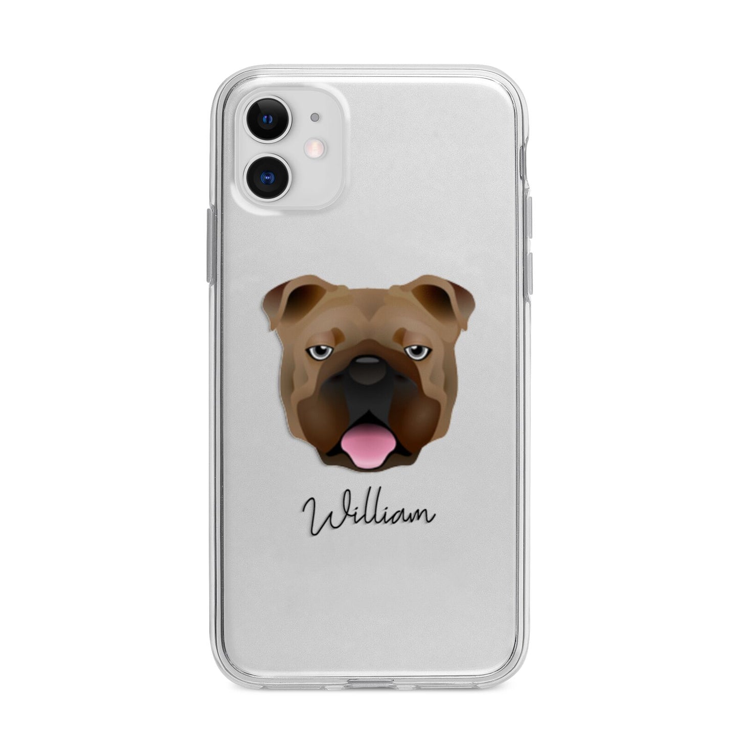 English Bulldog Personalised Apple iPhone 11 in White with Bumper Case