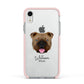 English Bulldog Personalised Apple iPhone XR Impact Case Pink Edge on Silver Phone