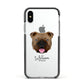 English Bulldog Personalised Apple iPhone Xs Impact Case Black Edge on Silver Phone
