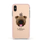 English Bulldog Personalised Apple iPhone Xs Impact Case Pink Edge on Gold Phone