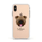 English Bulldog Personalised Apple iPhone Xs Impact Case White Edge on Gold Phone