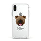 English Bulldog Personalised Apple iPhone Xs Impact Case White Edge on Silver Phone