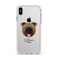 English Bulldog Personalised Apple iPhone Xs Max Impact Case Pink Edge on Silver Phone