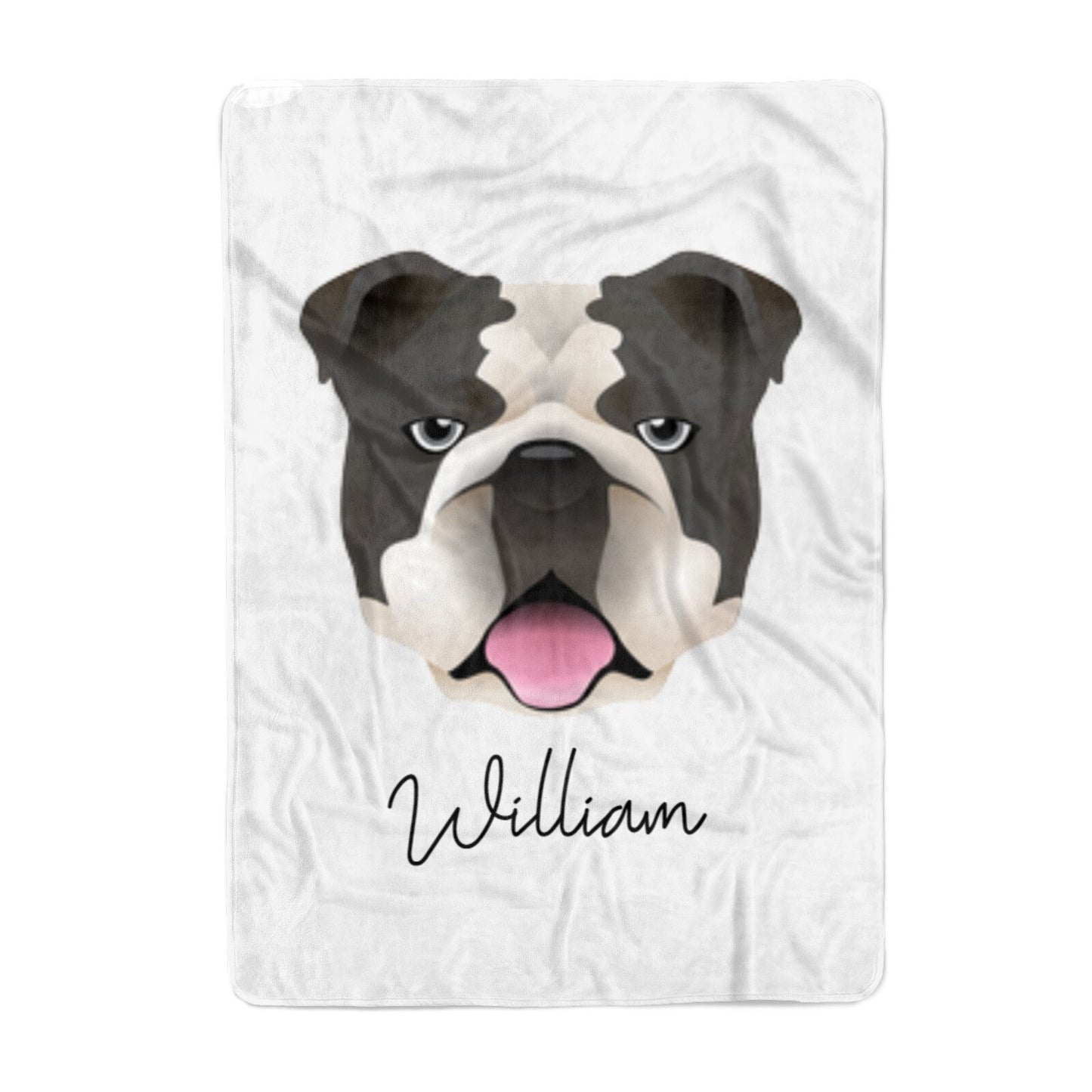 English Bulldog Personalised Large Fleece Blanket