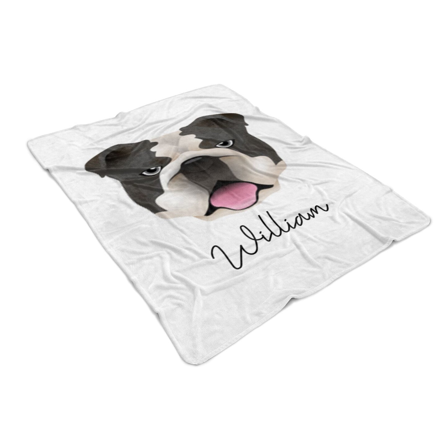 English Bulldog Personalised Large Fleece Blankets