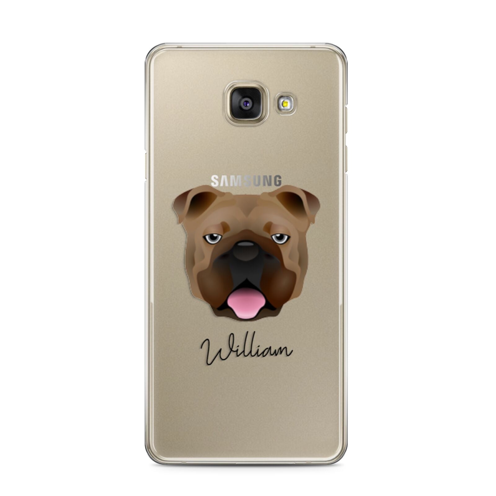 English Bulldog Personalised Samsung Galaxy A3 2016 Case on gold phone
