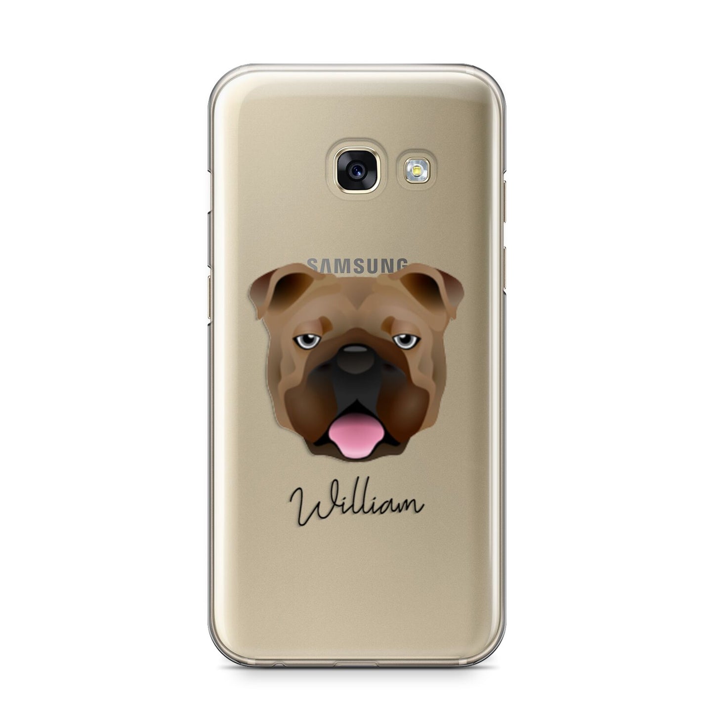 English Bulldog Personalised Samsung Galaxy A3 2017 Case on gold phone