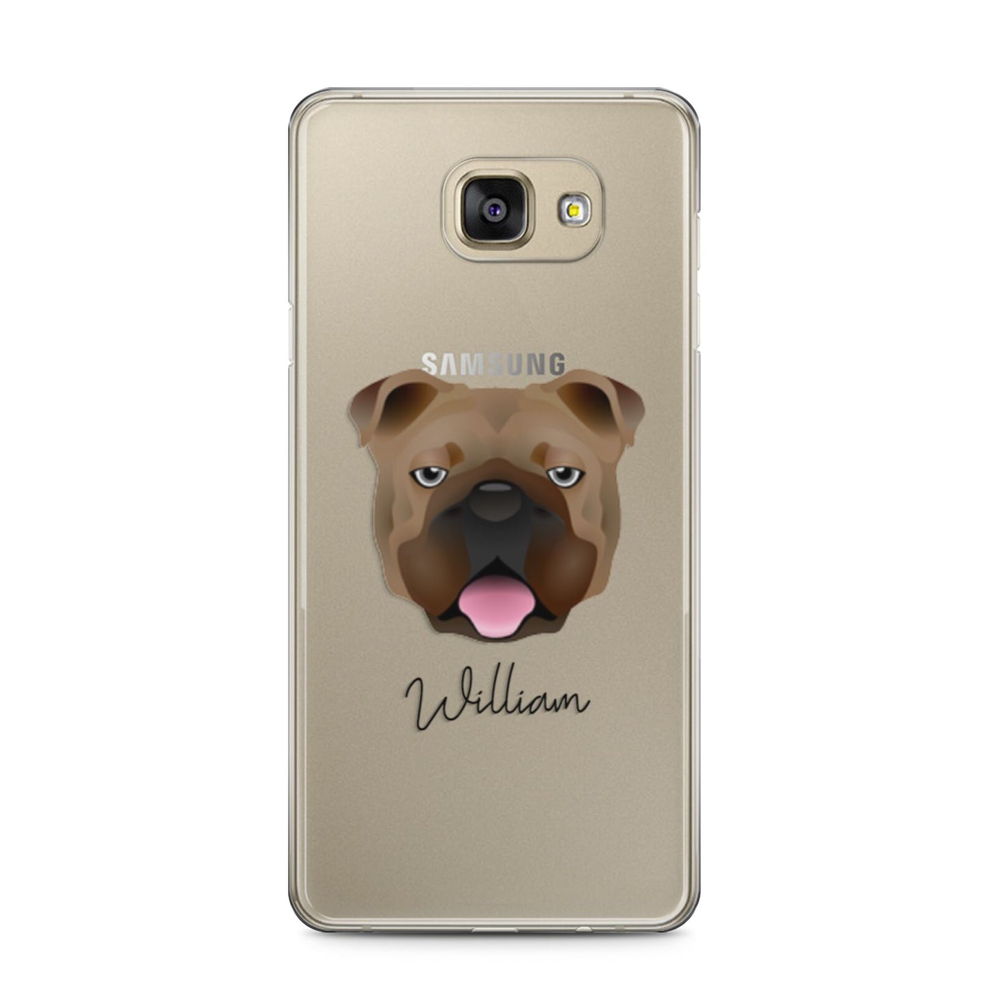 English Bulldog Personalised Samsung Galaxy A5 2016 Case on gold phone