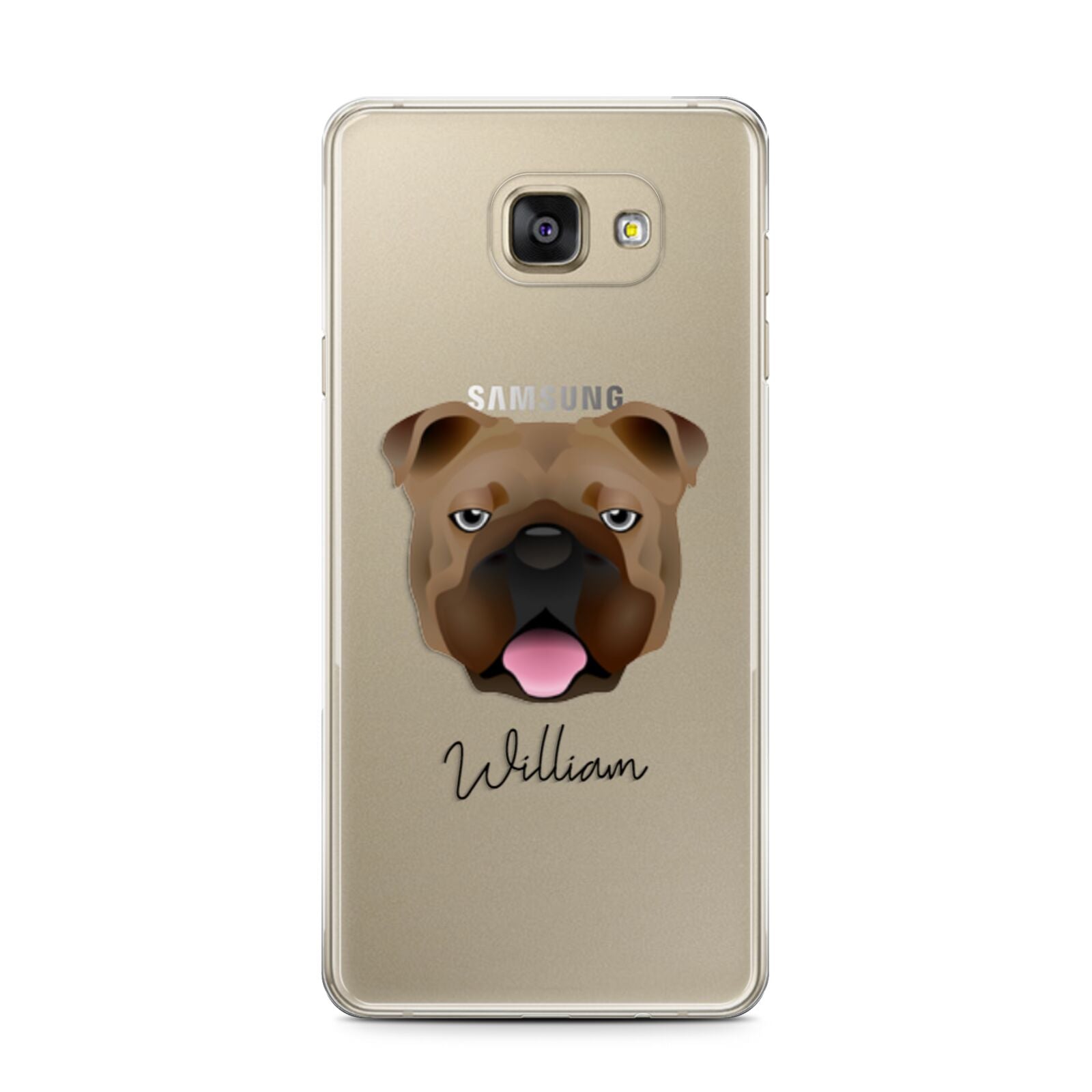 English Bulldog Personalised Samsung Galaxy A7 2016 Case on gold phone