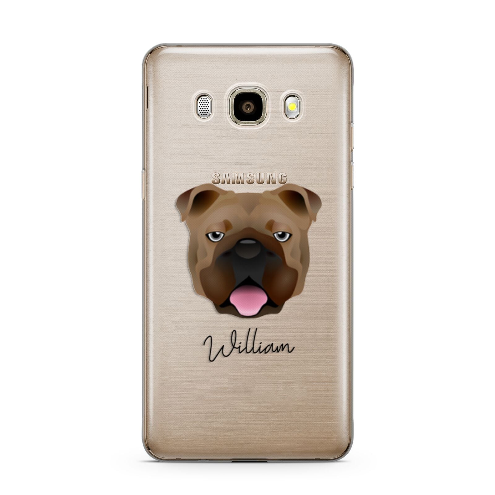 English Bulldog Personalised Samsung Galaxy J7 2016 Case on gold phone