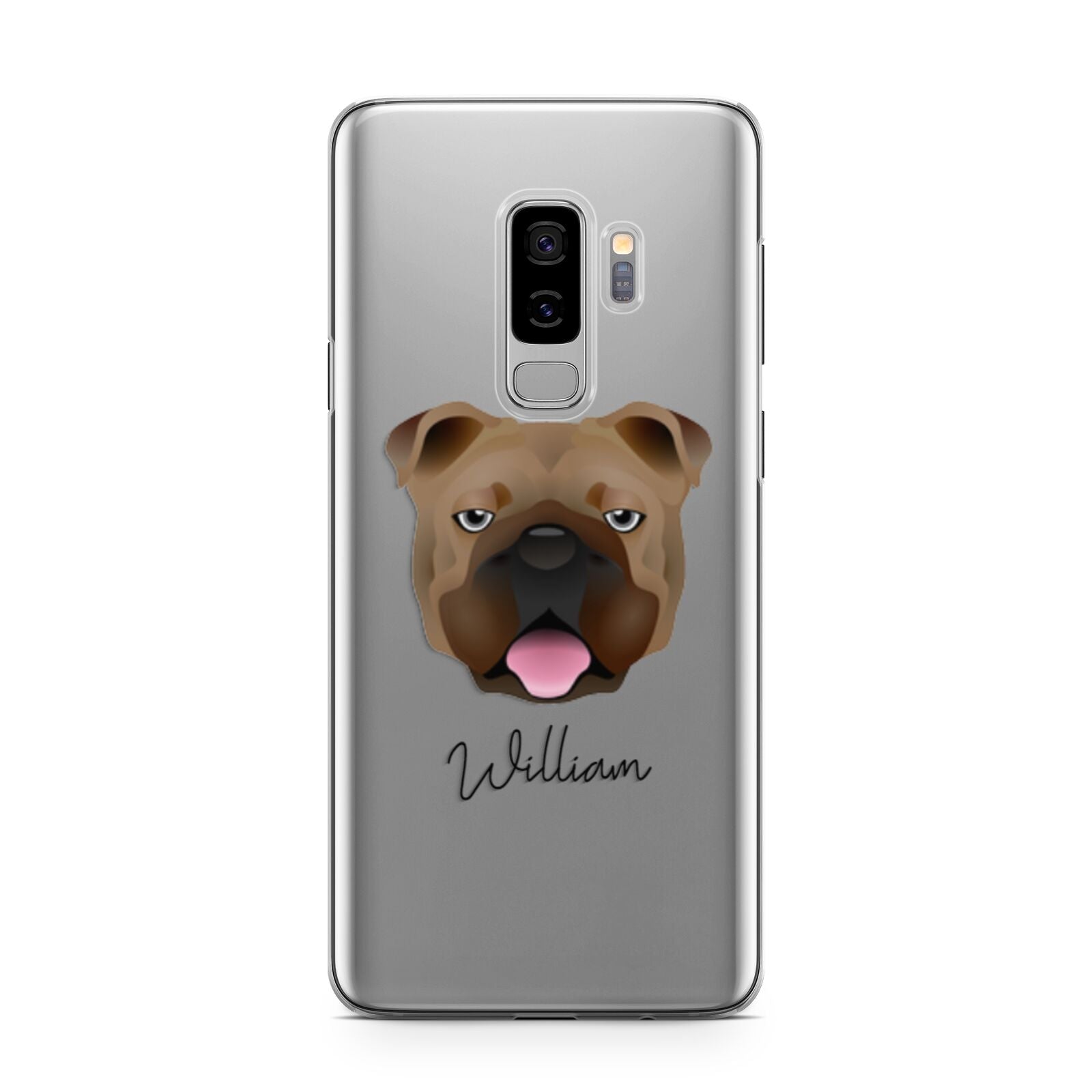 English Bulldog Personalised Samsung Galaxy S9 Plus Case on Silver phone