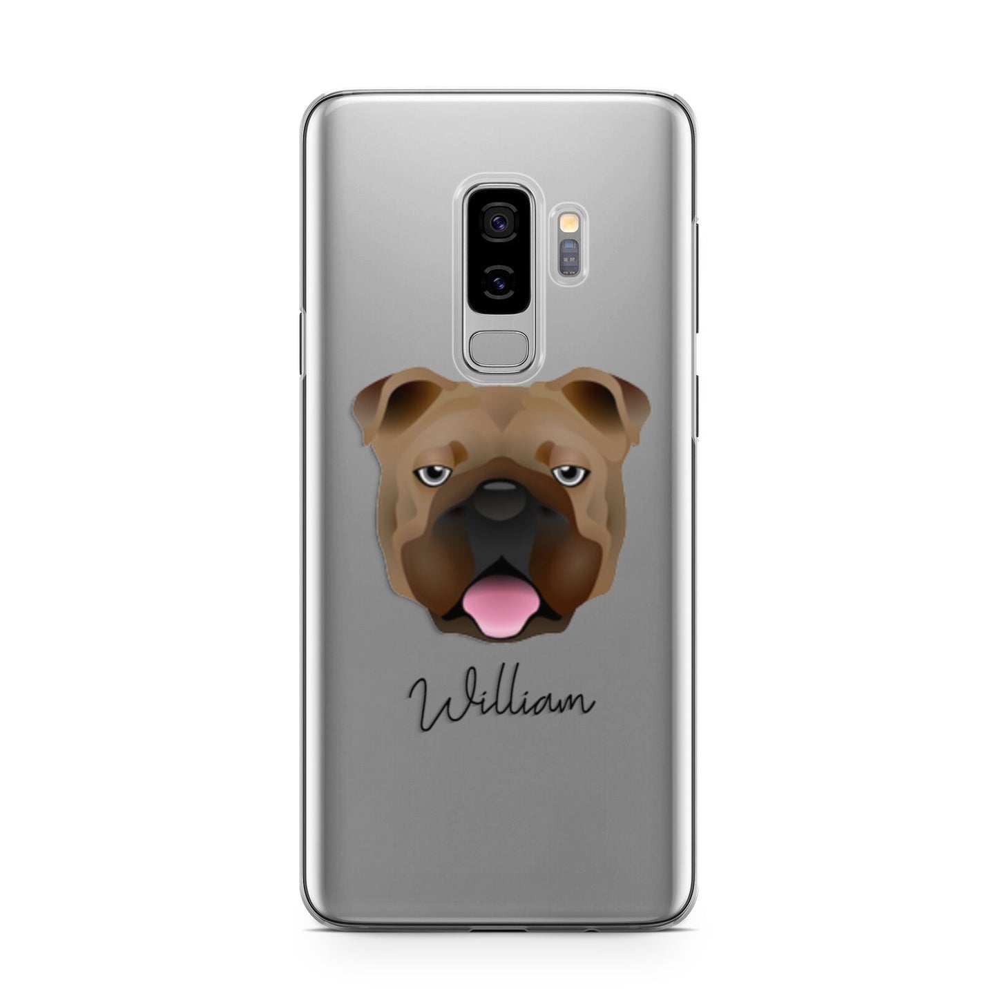 English Bulldog Personalised Samsung Galaxy S9 Plus Case on Silver phone