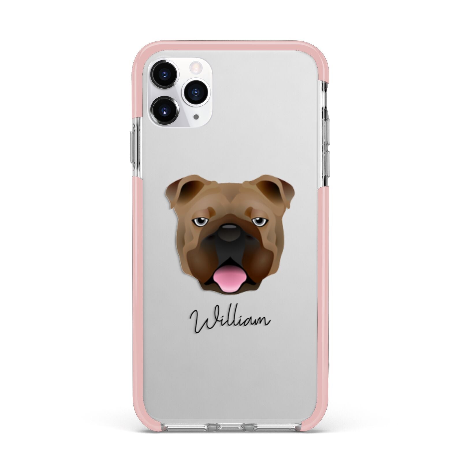 English Bulldog Personalised iPhone 11 Pro Max Impact Pink Edge Case