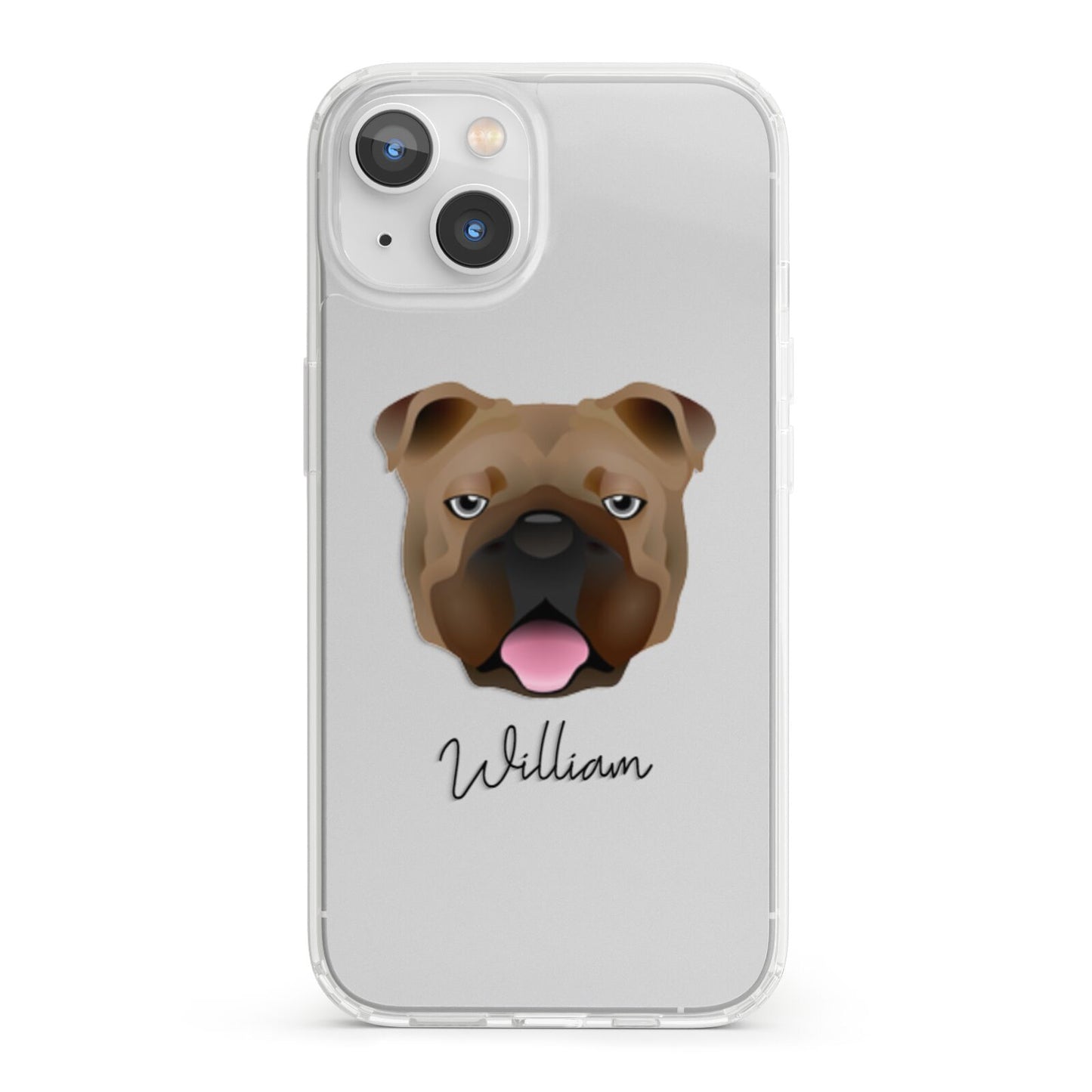 English Bulldog Personalised iPhone 13 Clear Bumper Case
