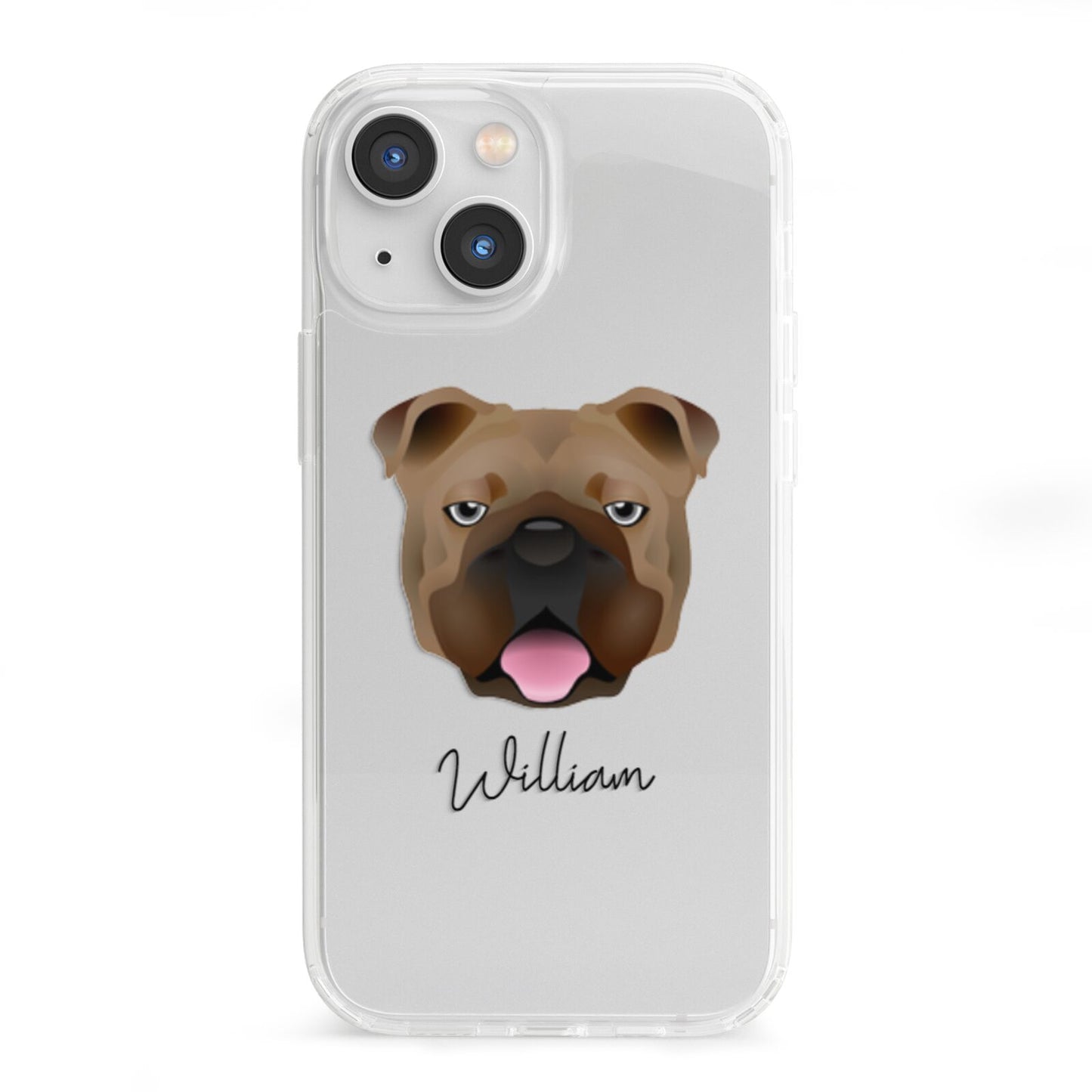 English Bulldog Personalised iPhone 13 Mini Clear Bumper Case