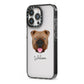 English Bulldog Personalised iPhone 13 Pro Black Impact Case Side Angle on Silver phone
