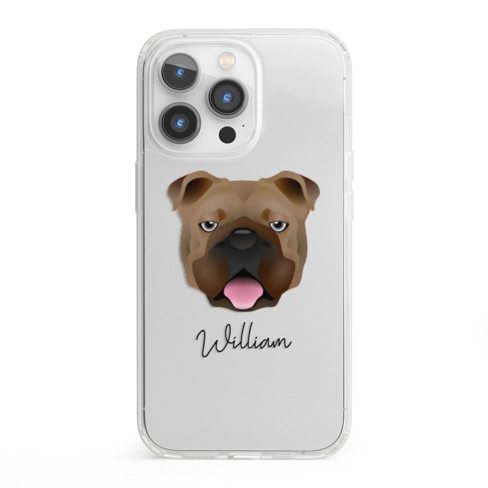 English Bulldog Personalised iPhone 13 Pro Clear Bumper Case