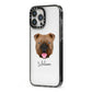 English Bulldog Personalised iPhone 13 Pro Max Black Impact Case Side Angle on Silver phone