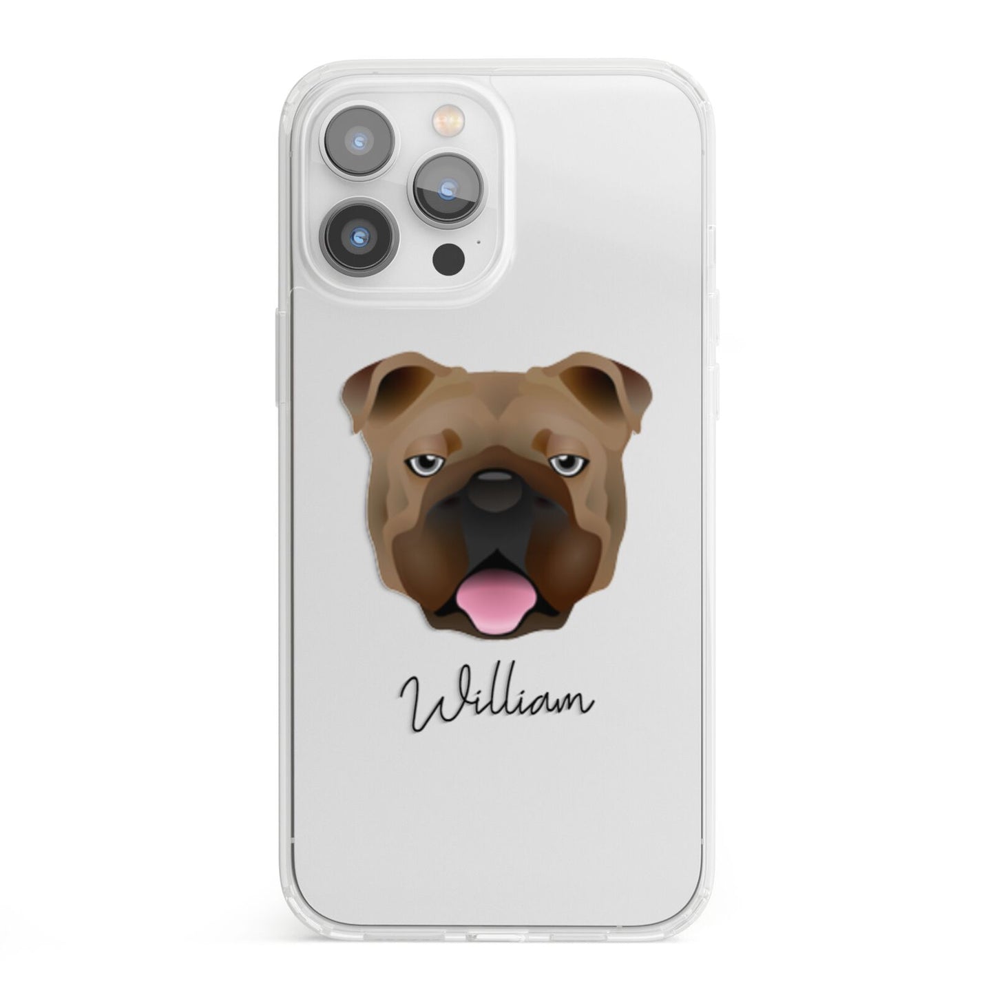 English Bulldog Personalised iPhone 13 Pro Max Clear Bumper Case