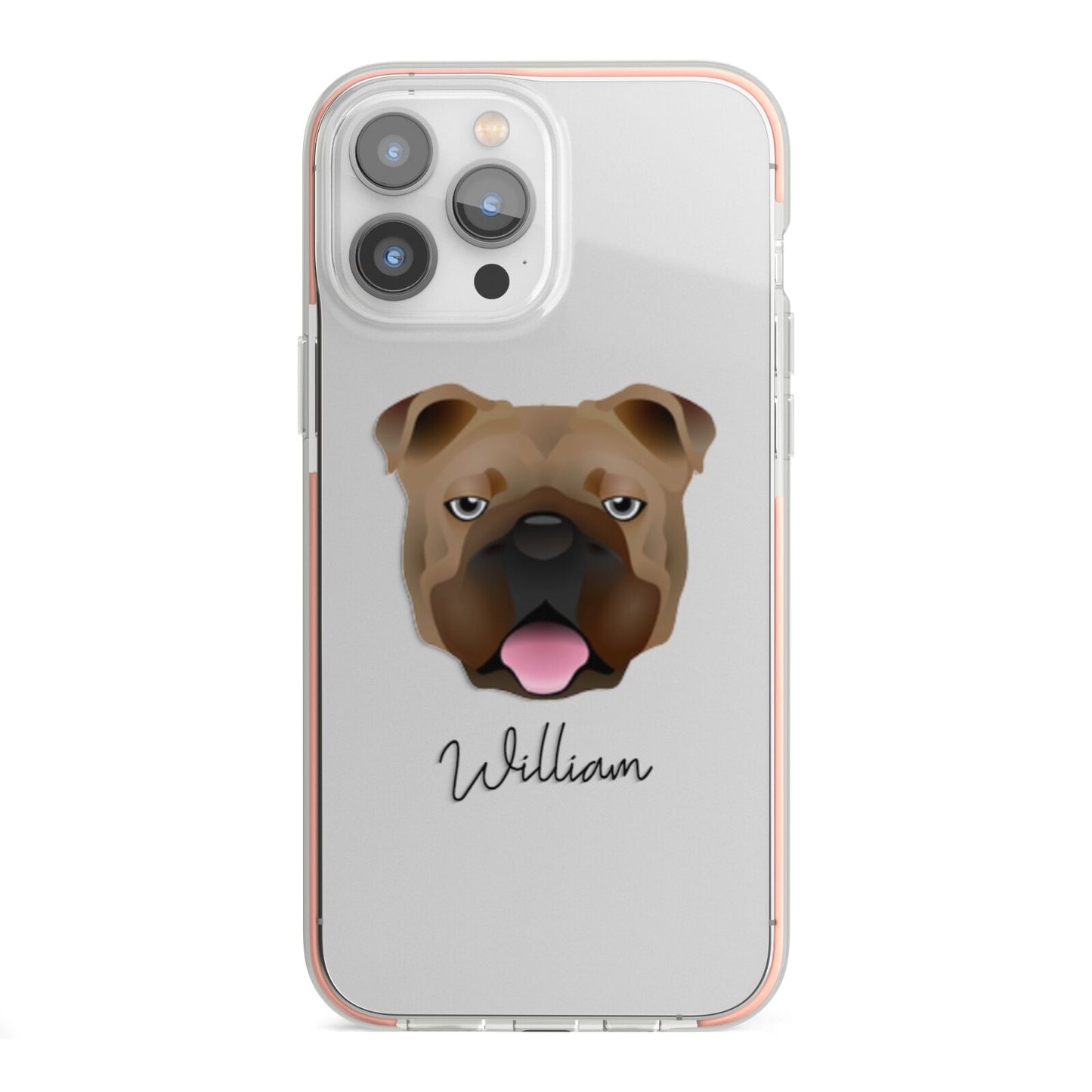 English Bulldog Personalised iPhone 13 Pro Max TPU Impact Case with Pink Edges